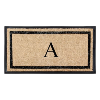 A1HC Rubber and Coir Heavy Weight large Outdoor Durable Monogrammed Doormat 24"X48", Beige