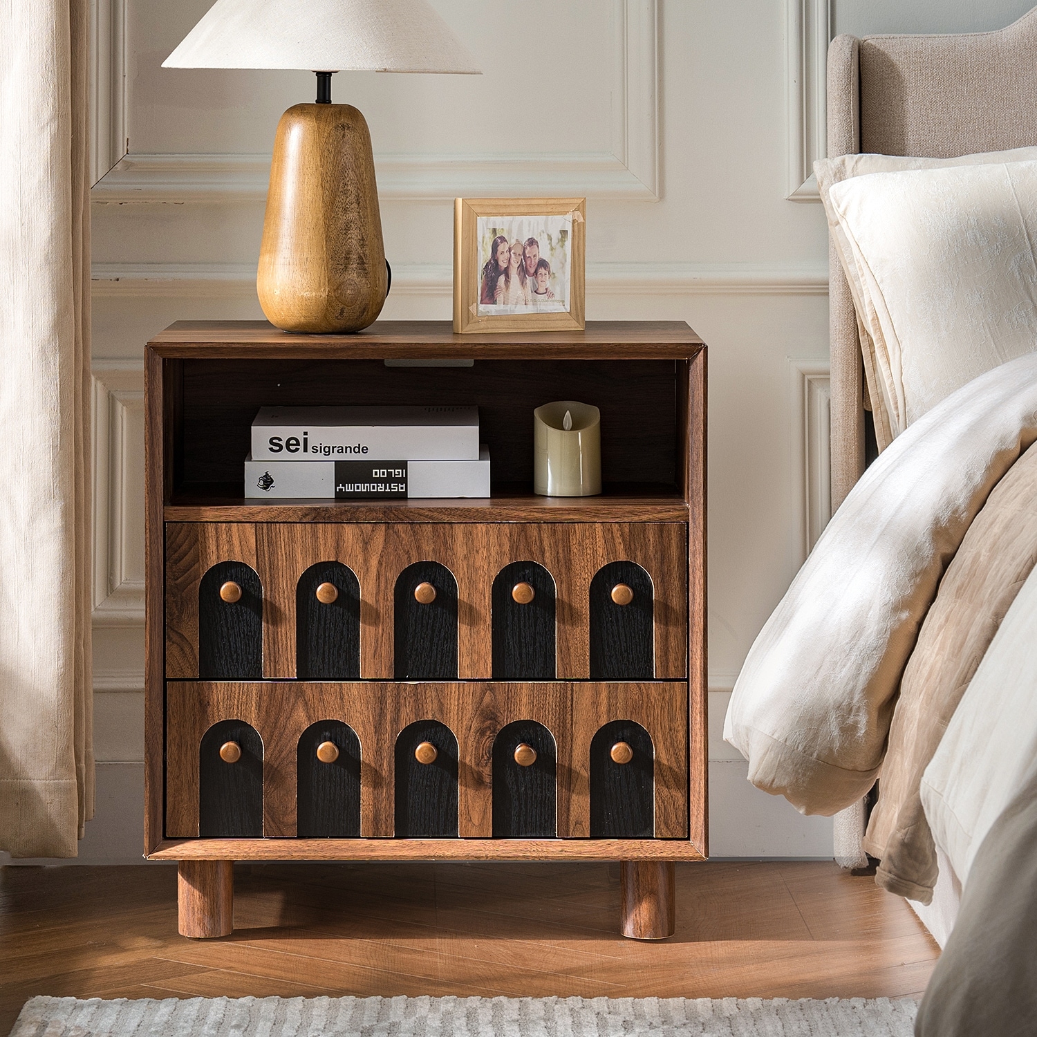 26.75" 2 Drawers Nightstand Bedside End Table