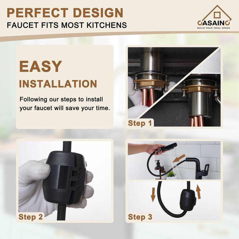 Single Handle Pull Out Sprayer Kitchen Faucet with Advanced Spray