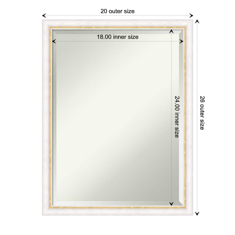 Morgan Beveled Wood Framed Bathroom Vanity Wall Mirror - Morgan White Gold - Glass Size 18x24