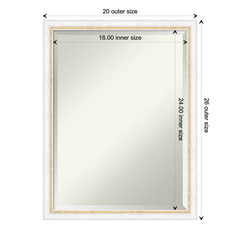 Morgan Beveled Wood Framed Wall Mirror - Morgan White Gold - Glass Size 18x24
