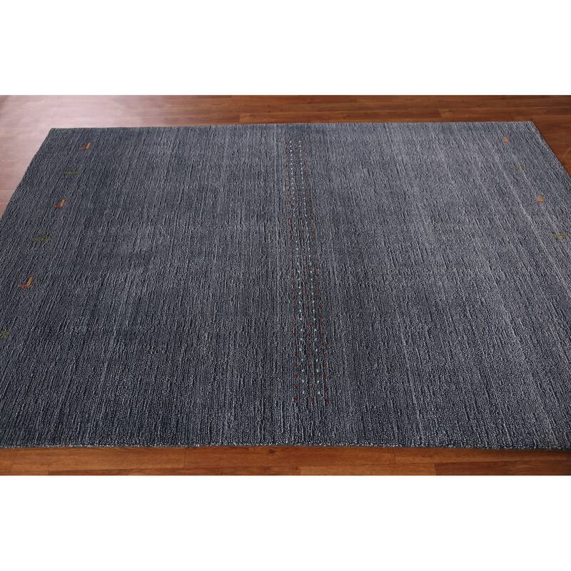 Hand Knotted Oriental 100% Wool Carpet Tribal Animal Pictorial Navy Blue & Blues Gabbeh Area Rug - 7' 7'' X 5' 3''