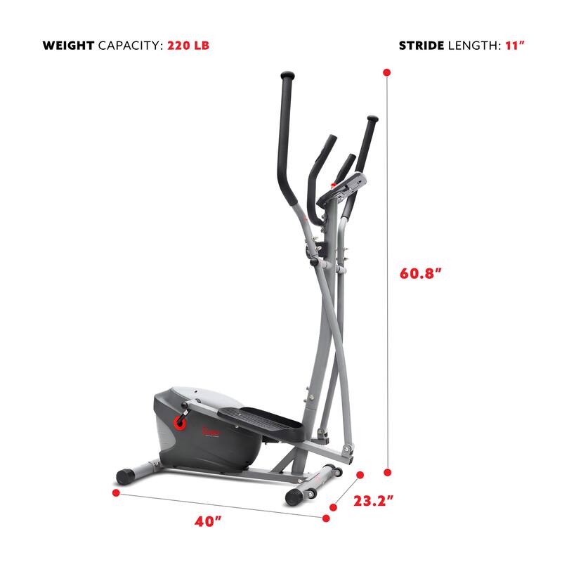 Sunny Health & Fitness Performance Interactive Series Elliptical - SF-E320033 - 40L x 23.2W x 60.8H