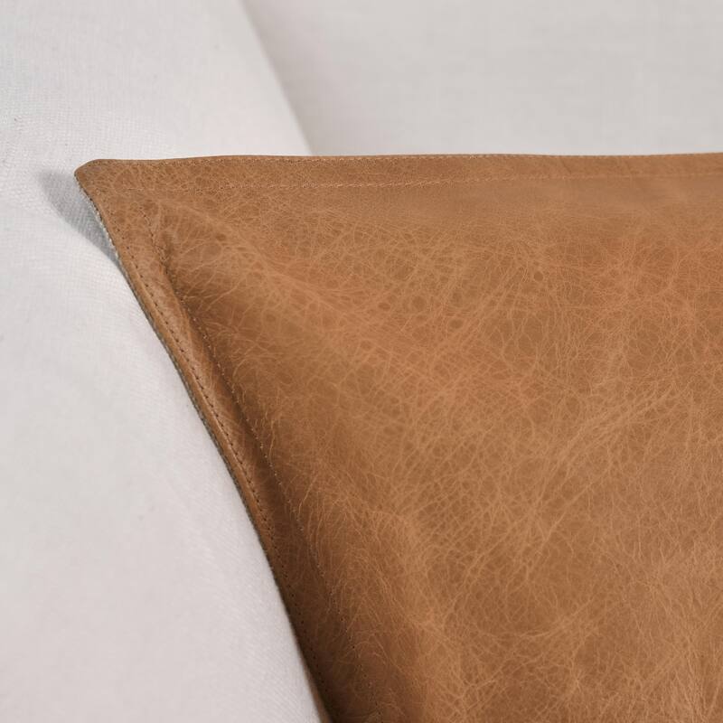 Kosas Home Cheyenne 100% Leather 16x36" Throw Pillow, Chestnut