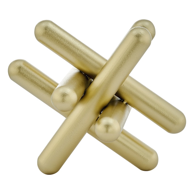 Danya B. Large Abstract Gold Finish Textured Metal Geometric Sculpture
