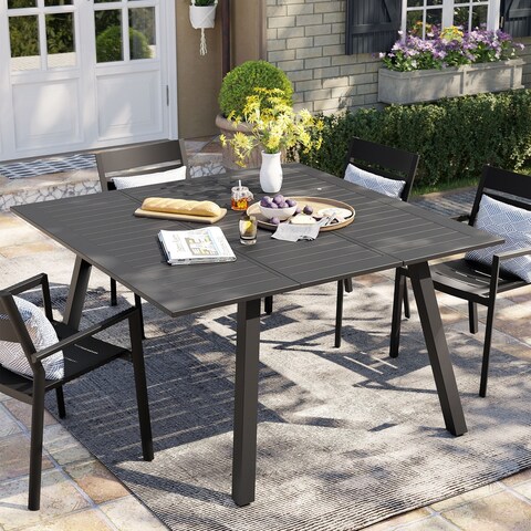 Pellebant Outdoor Patio Aluminum Dining Table - 39.4" / 57.1" W x 57.1" L x 29.3" H
