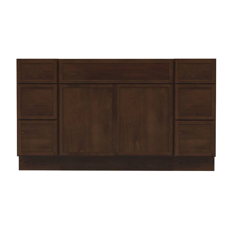 Vanity Art 57" Birch Freestanding Bathroom Vanity Cabinet without Top