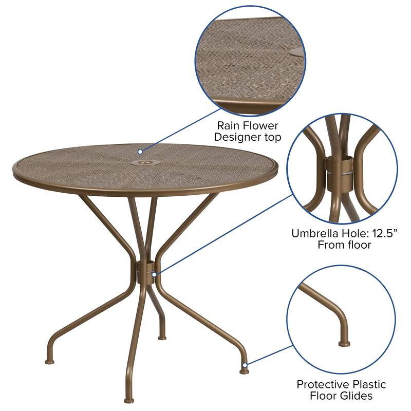 35.25'' Round Indoor-Outdoor Steel Patio Table - 32.5"
