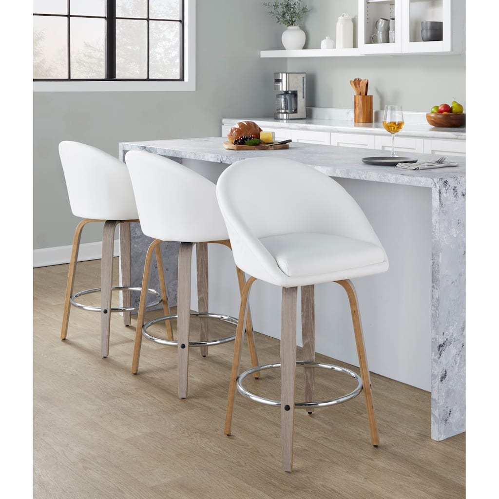 Carson Carrington Livesey High Back 26" Fixed-Height Counter Stool with Bent Wood Legs & Round Footrest (Set of 2)