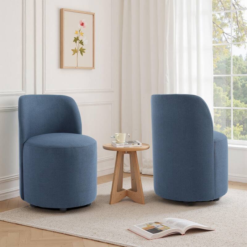 Lumibee 21" W Upholstered Side Dining Chair Set of 2 - Navy-Cotton Linen