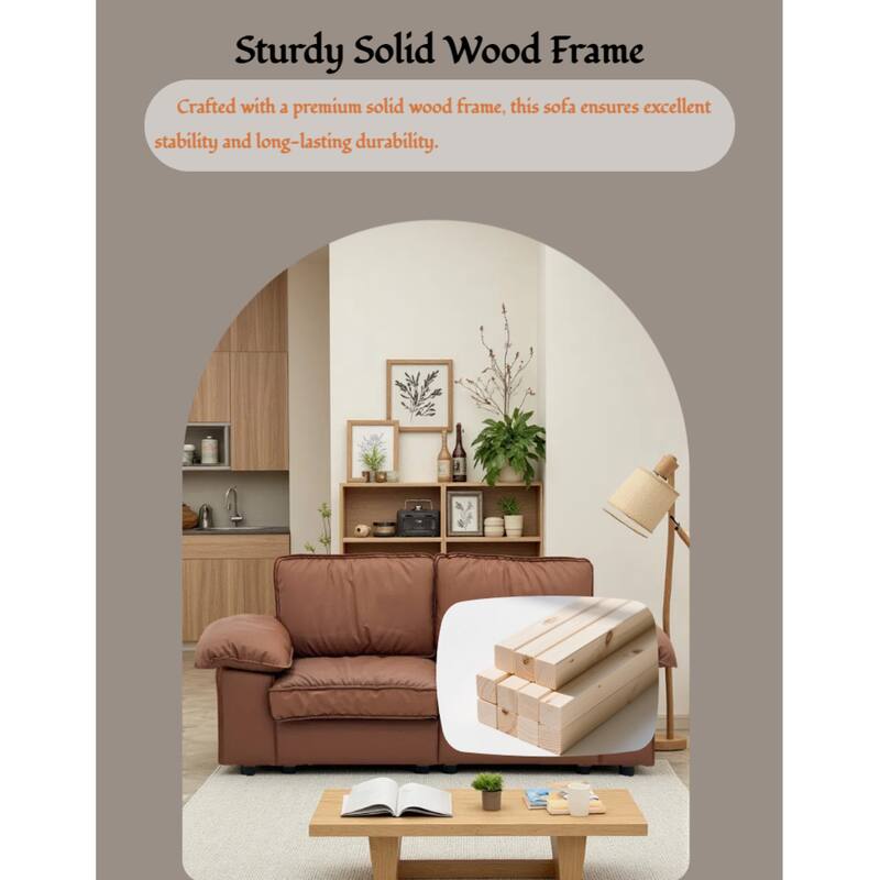 Roomfitters Modern Overstuffed Upholstered Loveseat with Padded Pillow Arms, Comfortable 2 Seater Couch for Living Room