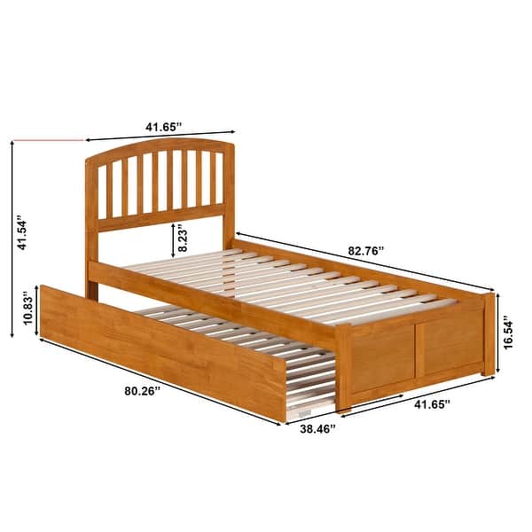 dimension image slide 9 of 11, Richmond Bed with Footboard and Twin XL Trundle