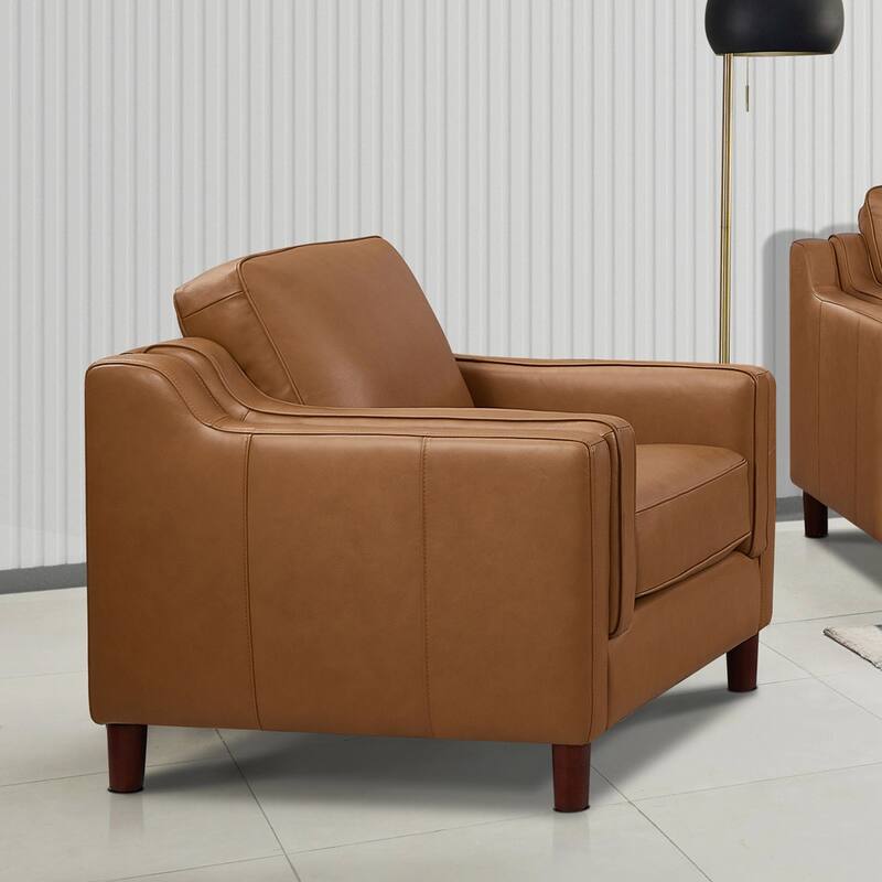 Hydeline Bella Top Grain Leather Chair With Feather, Memory Foam and Springs
