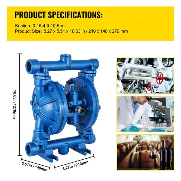 Pompe à Double Diaphragme Air 24GPM - 1 Entrée/1 Sortie Pour Déchets Industriels - Neuf
