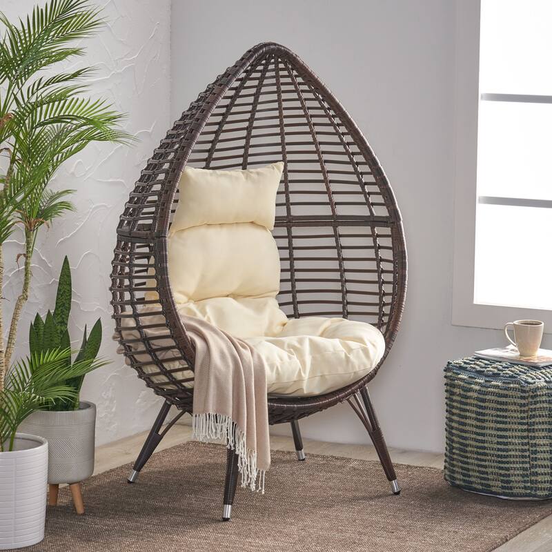 Carriere Wicker Lounge Chair with Cushion by Christopher Knight Home - 39.00" W x 32.75" D x 59.75" H