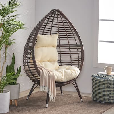 Carriere Wicker Lounge Chair with Cushion by Christopher Knight Home - 39.00" W x 32.75" D x 59.75" H