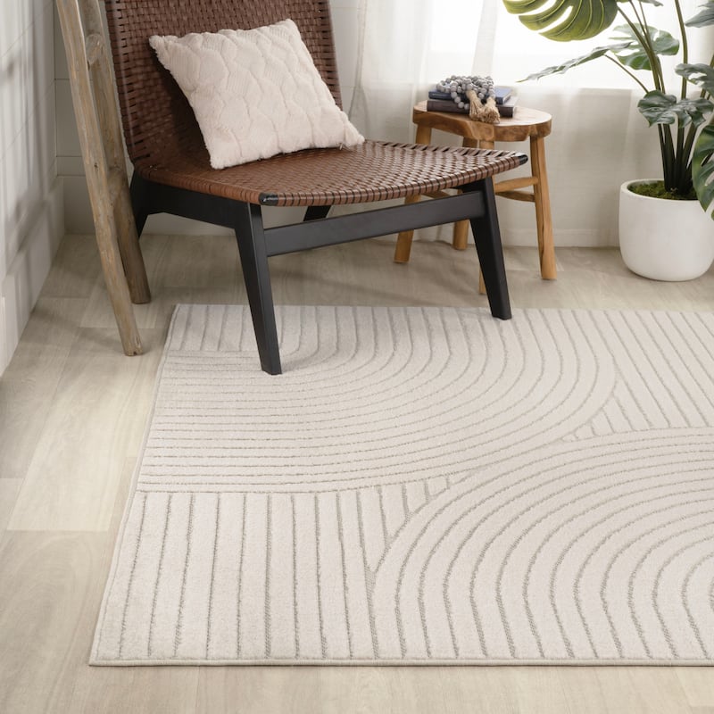 JONATHAN Y Odense Minimalist Curve Geometric Gray/Ivory Area Rug
