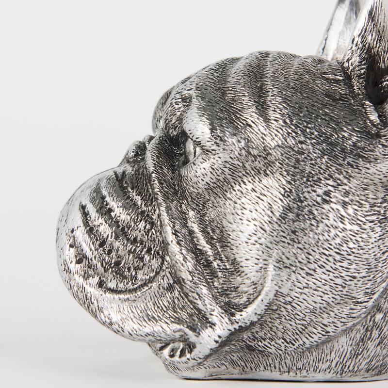 Bruno (Set of 2) 5L x 5W Silver American Bulldog Bookends - 4.8L x 4.7W x 5.5H