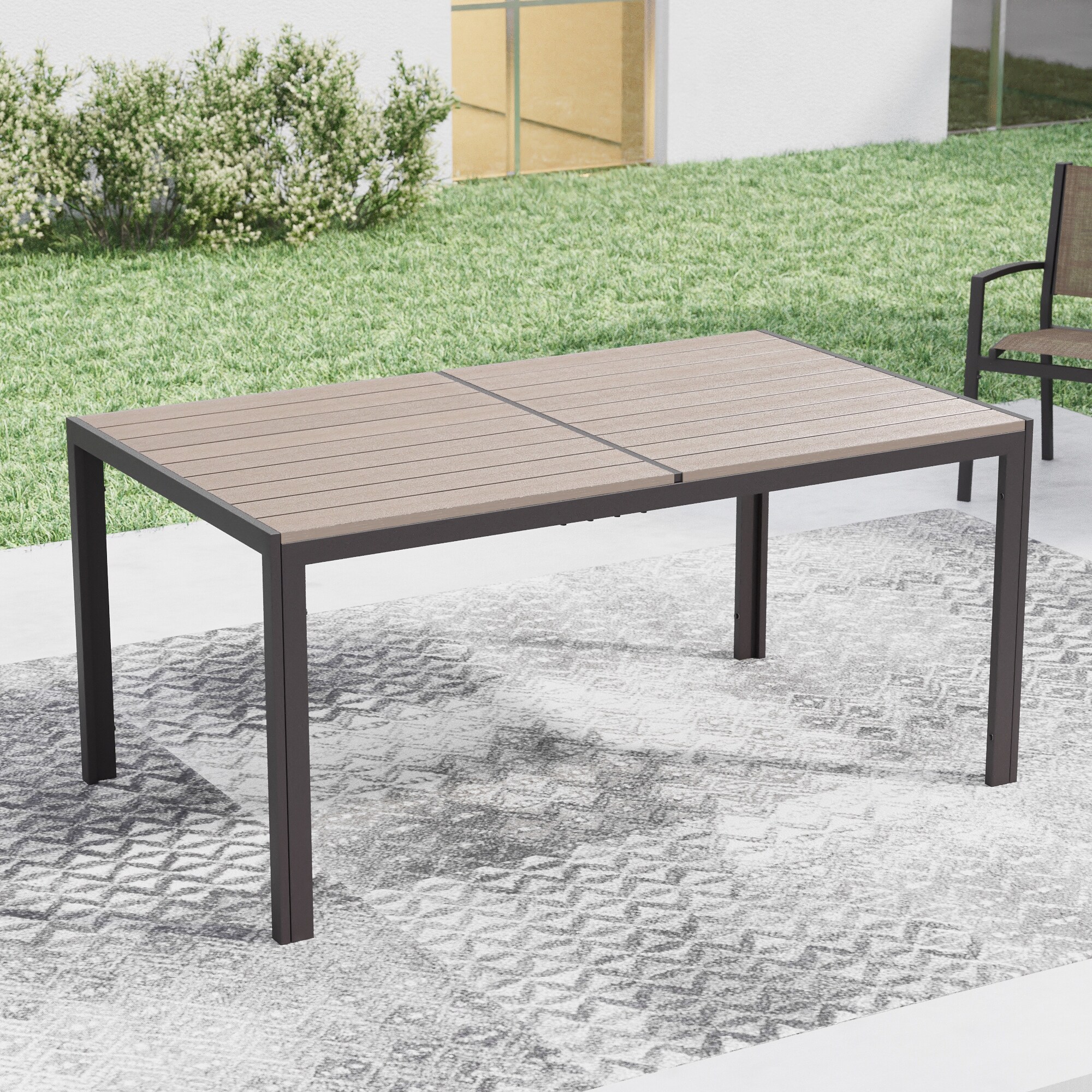 BONOSUKI Patio Square Dinner Table, HIPS Top Modern