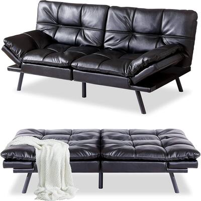 Convertible Futon Sofa Bed Folding Modern Compact Loveseat with Memory Foam and Adjustable Armrest Backrest.