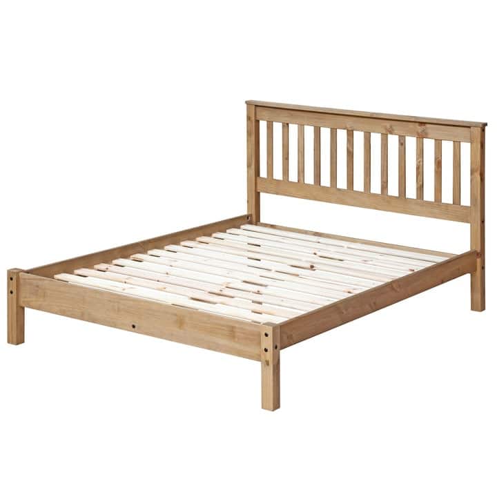 Wood Slatted Full Double Size Bed Corona Collection | Furniture Dash