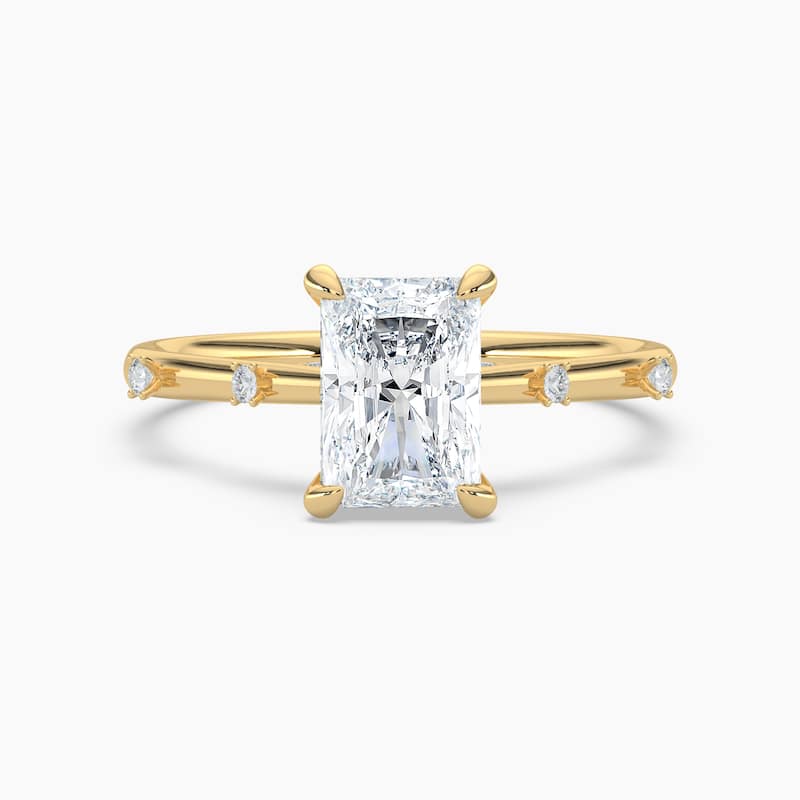 Auriya 14k Gold Petite Diamond Station Radiant Lab Grown Engagement Ring 1.00 to 5.00 ct. tw. (F-G, VS) - 5.5 - 2.00 carats - Yellow