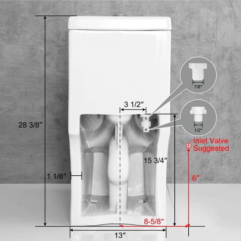 HOROW One Piece White Dual Flush Toilet 0.8/1.28 GPF Seat Included with Brushed Gold Actuator - N/A