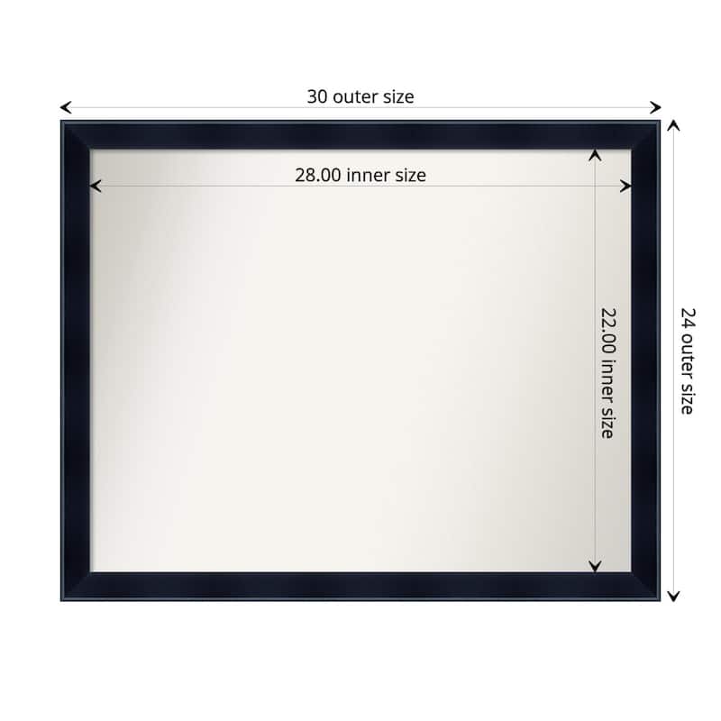 Non-Beveled Wood Bathroom Wall Mirror - Madison Black Frame - 30 x 24 in - Madison Black