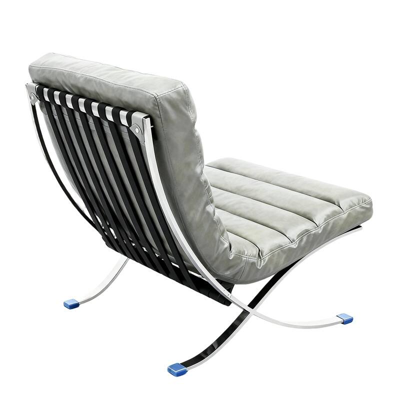 Mid Century Tufted Top Grain/ Faux Leather Upholstered Lounge Chair