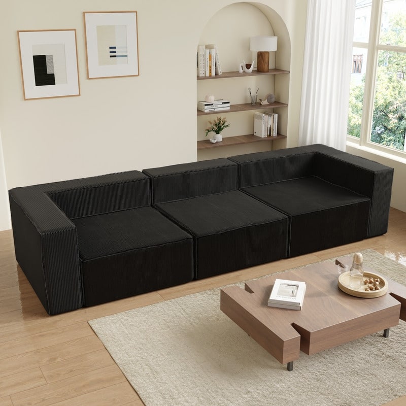Left Armrest Corduroy Compression Sofa