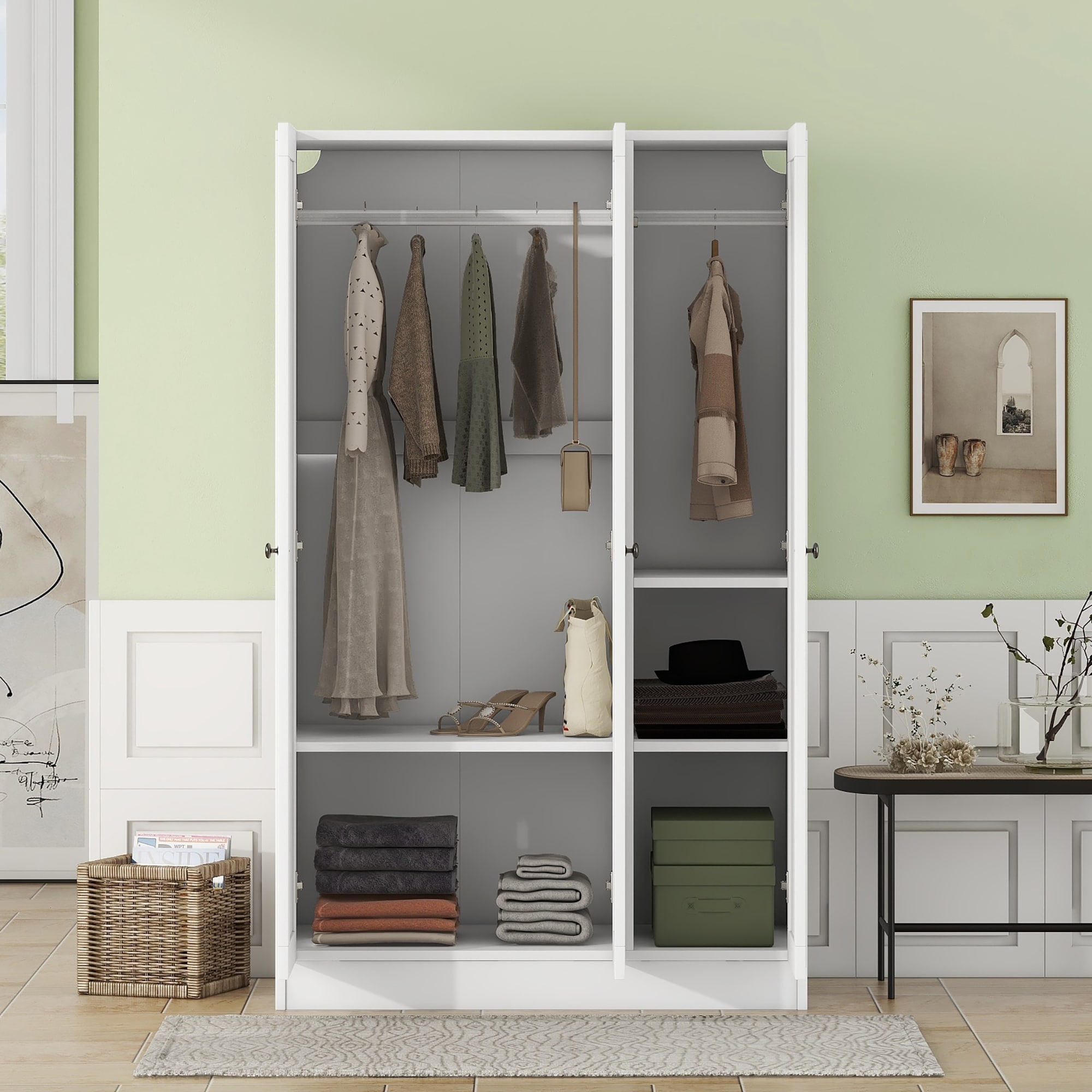 Wardrobe with 2025 shelves and rail