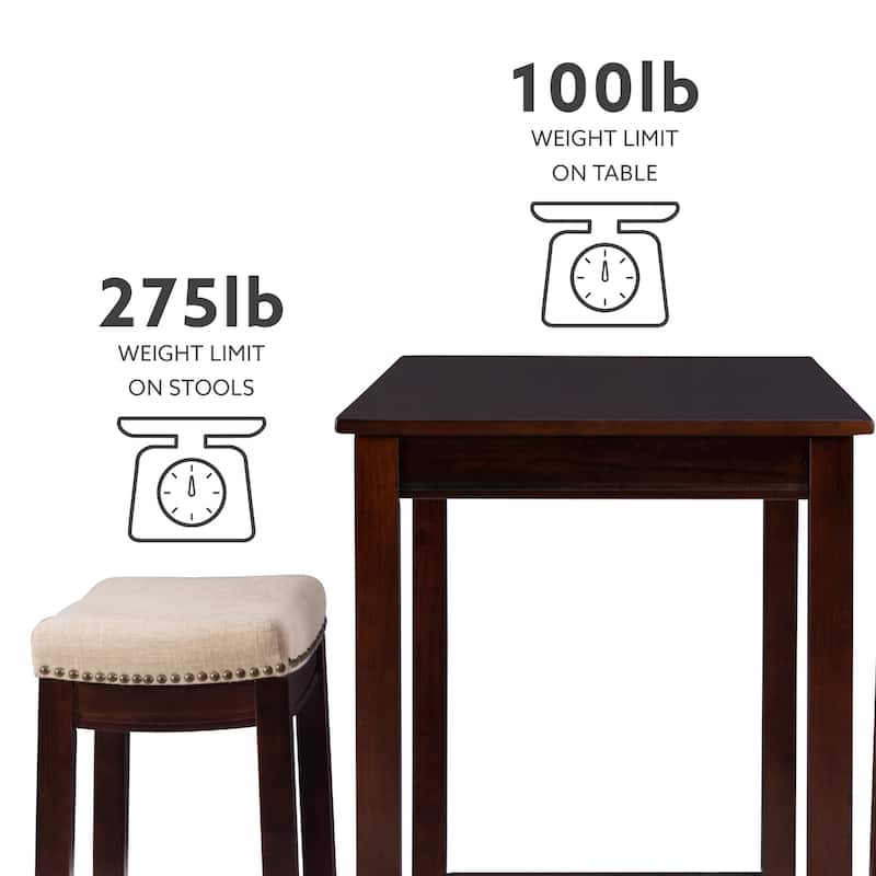 3-Piece Counter Table and Stools - 47.25" - Walnut Finish