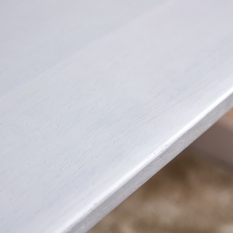 Chinese style white solid wood and imitation rattan coffee table