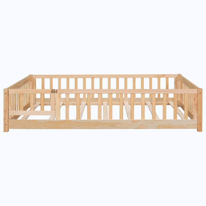 Durable Floor Platform Bed with Fence