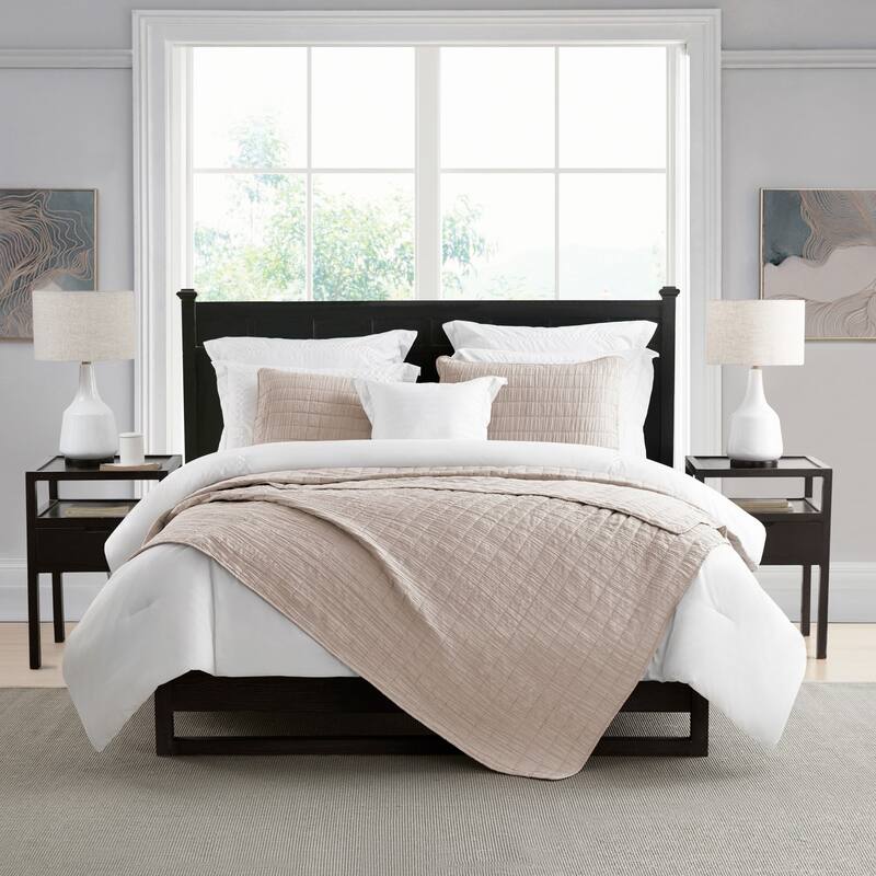 Swift Home Crinkle Enzyme Wash Oversized Coverlet/Bedspread Quilt Sets - Mushroom - Twin