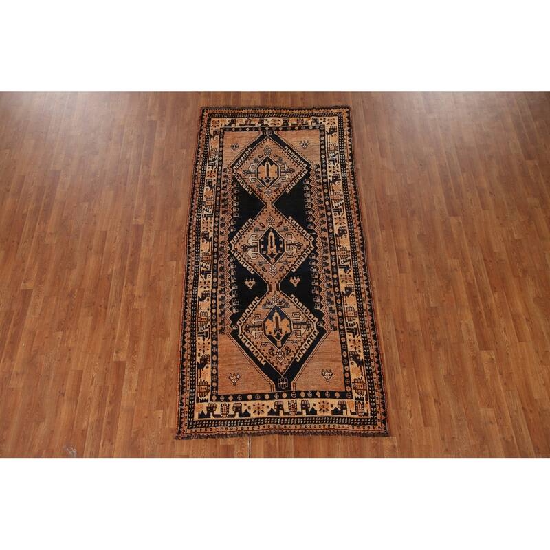 Handmade Oriental Vegetable Dye Qashqai Persian Vintage Area Rug - 4'0"x 8'4"