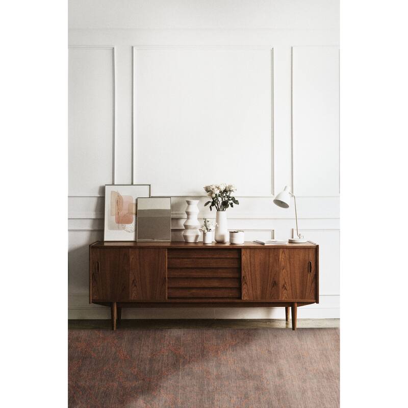 ECARPETGALLERY Hand Loomed Loreto Grey Viscose, Wool Rug - 5'4 x 7'7