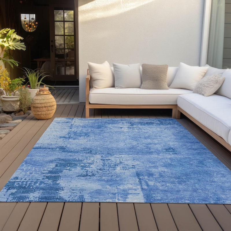 Machine Washable Indoor/ Outdoor Abstract Modern Chantille Rug
