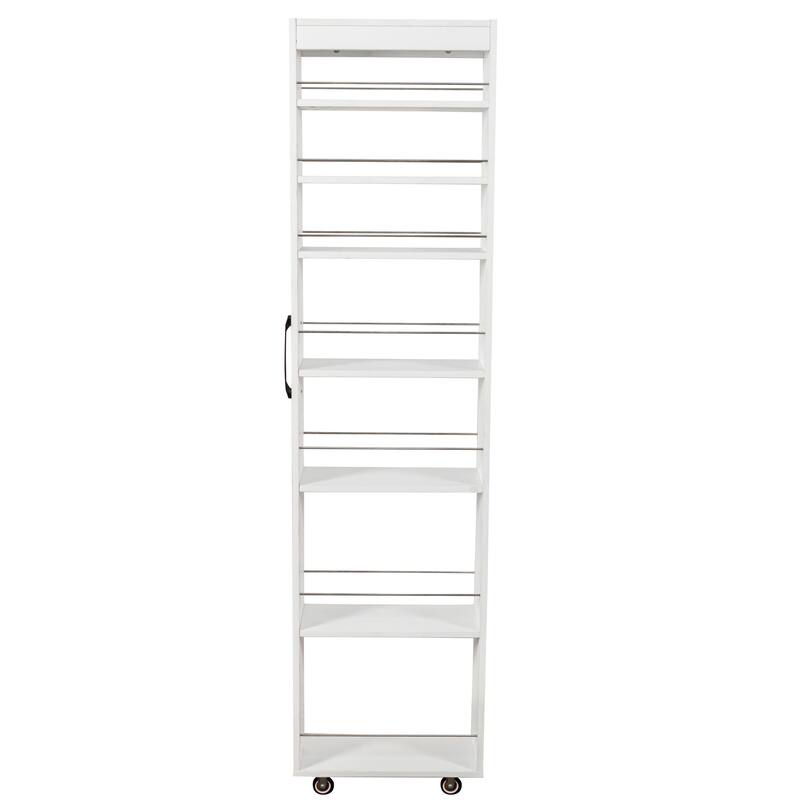 7-Tier Rolling Storage Shelf, Modern Pull-Out Organizer with Single-Sided Access for Kitchen, Living Room, Pantry
