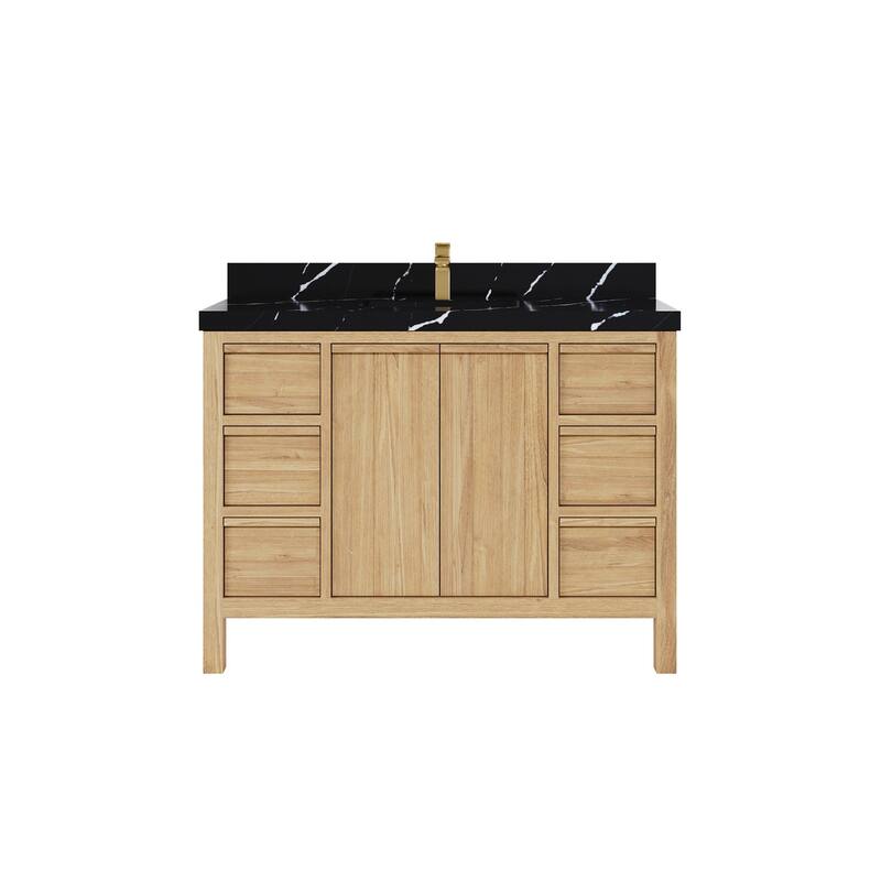 Willow Collections 48 in. W x 22 in. D Elizabeth Solid Teak Single Sink Bathroom Vanity with Countertop