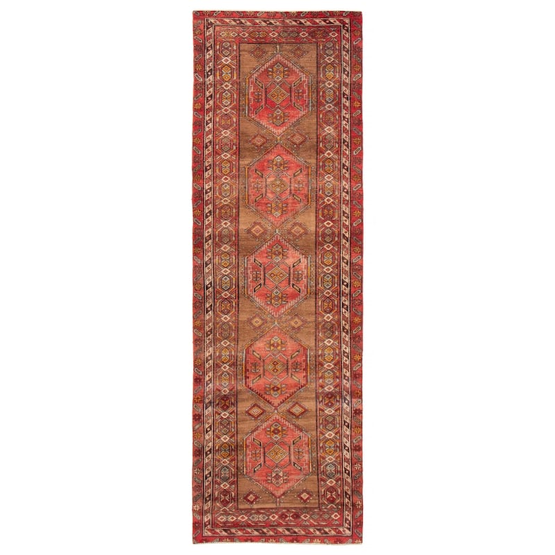 ECARPETGALLERY Hand-knotted Konya Anatolian Brown, Red Wool Rug - 3'4 x 10'7 - Brown/ Red - 3'4 x 10'7