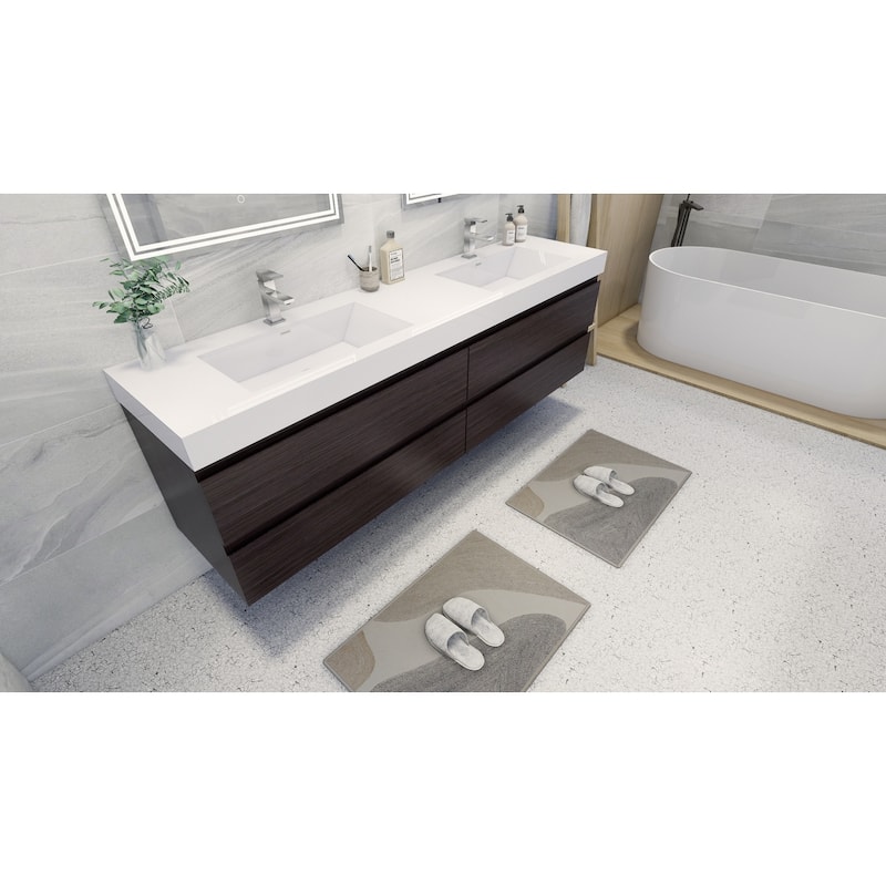 Baillie 84'' Wall-Mounted Vanity with Double Reinforced Acrylic Sink