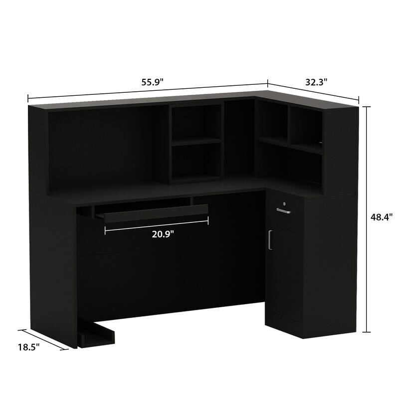 L-Shape Wood Reception Desk Office Computer Desk