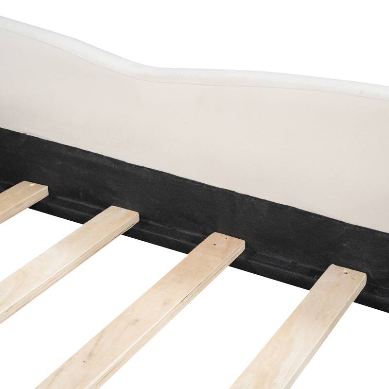 Velvet Platform Bed with Bear Headboard and Storage Pocket