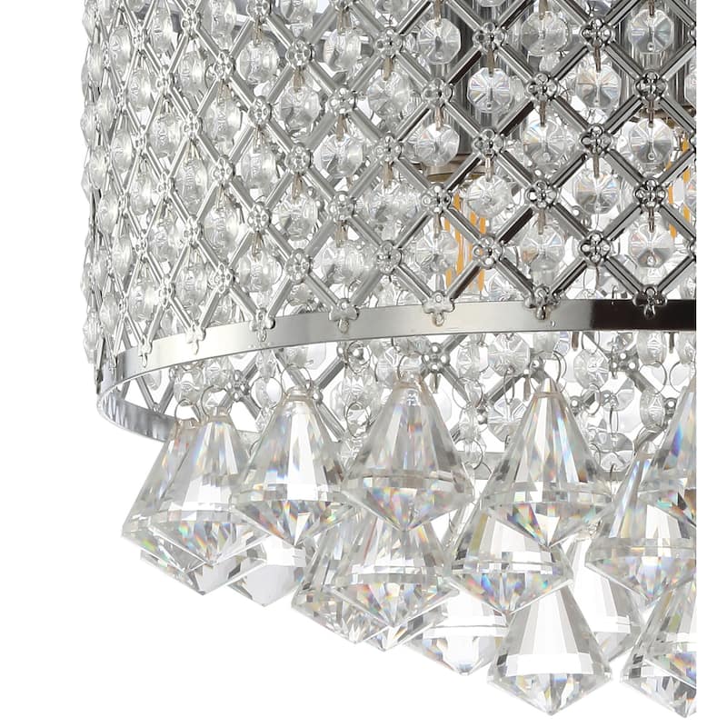 Ellen 3-Light Crystal Drops/Metal ,LED Flush Mount, by JONATHAN Y