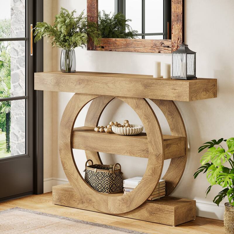 41.3" Farmhouse Console Table, 3-Tier Sofa Table