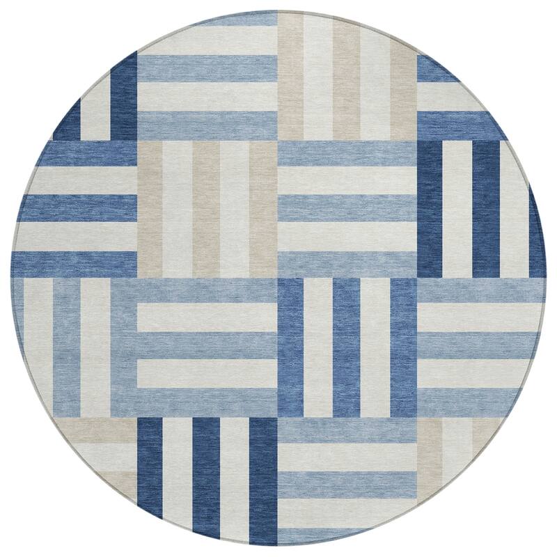 Machine Washable Indoor/ Outdoor Modern Hatch Chantille Rug