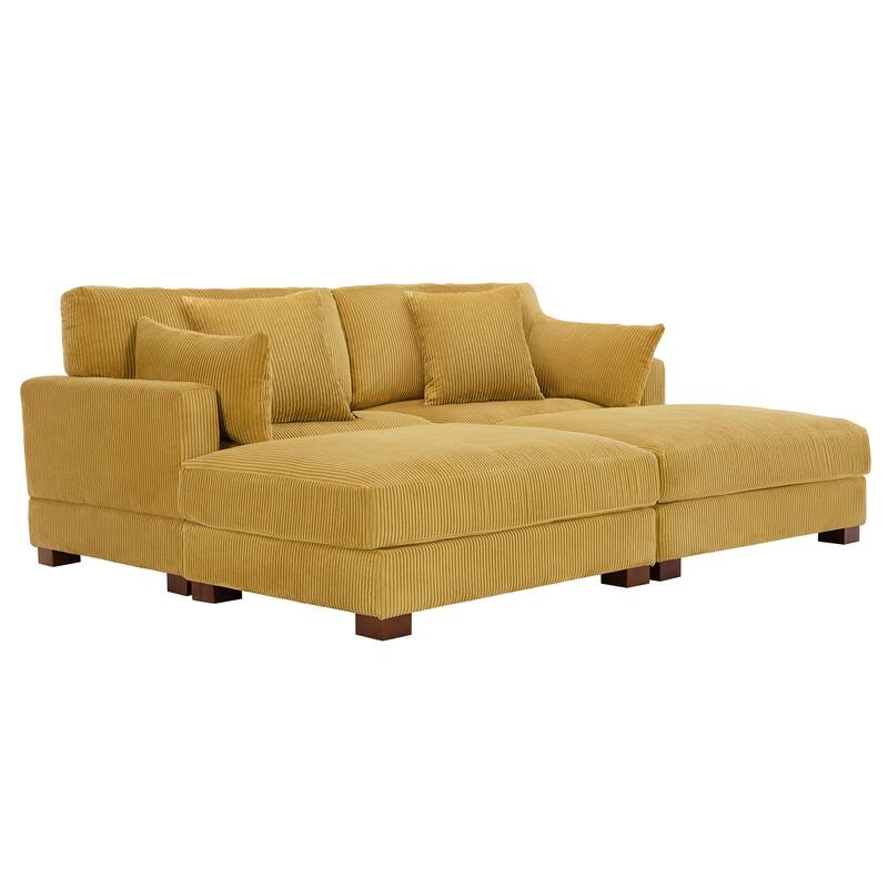 Corduroy Modular Sectional Sofa Deep Seat Corner Sofas & Ottomans