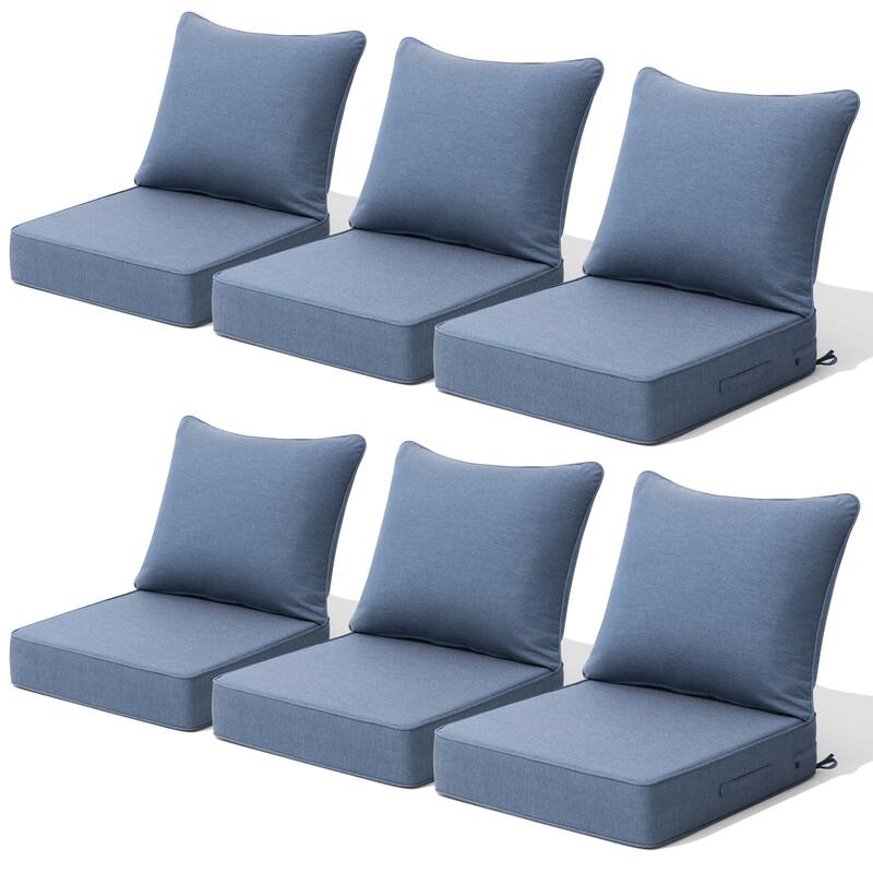 24''Wx24''Dx20''H Patio Premium Sunbrella Outdoor Seat Cushions Set (Seat & Back) - 6PC - SpectrumDenim