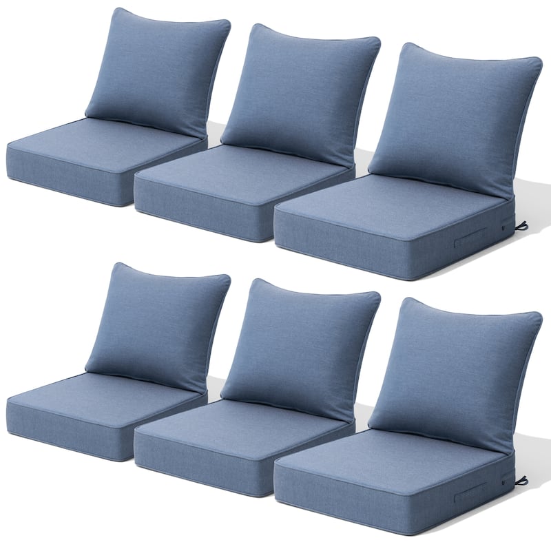 Outdoor Patio Deep Seat Sunbrella Fabric Cushion Set Chair Cushion - 6PC - Spectrum Denim